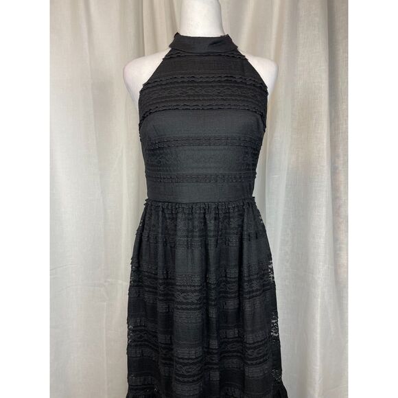 Eliza J Black Lace Halter Maxi Dress – Women's Size 6 whimsy goth witchy - Picture 2 of 8